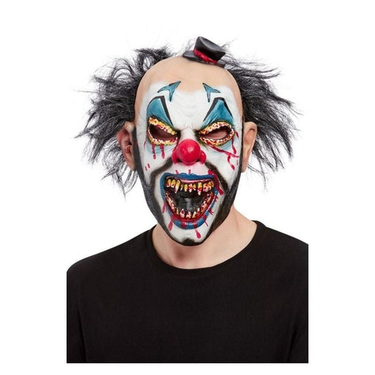 Evil Clown Overhead Mask Latex Black Hair 1
