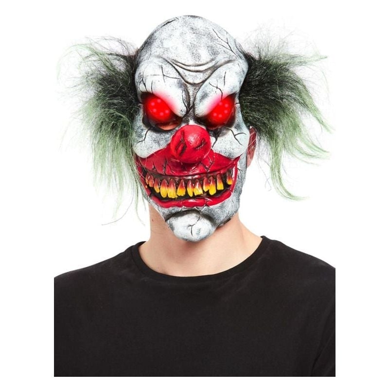 Evil Clown Overhead Mask Latex Light Up Eyes 1