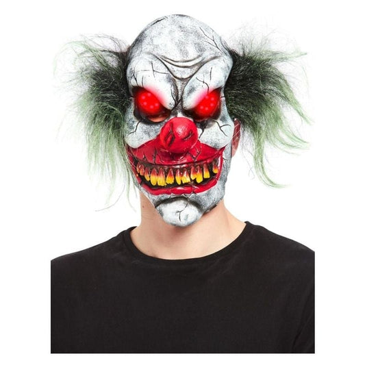 Evil Clown Overhead Mask Latex Light Up Eyes 1