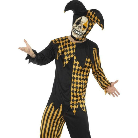 Evil Court Jester Costume Adult Black Gold 1