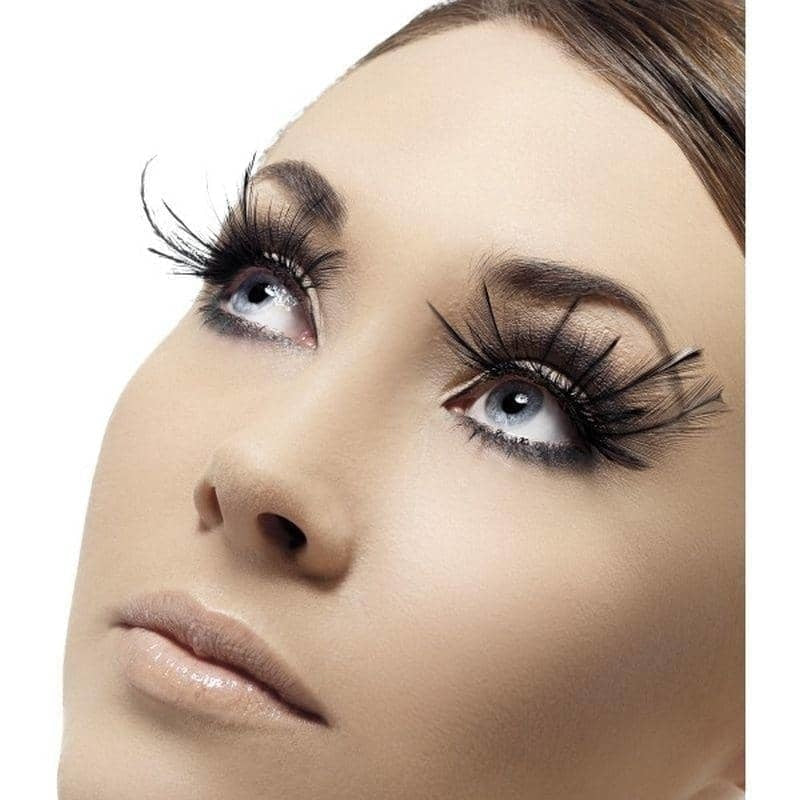 False Feather Plumed Eyelashes Adult Black Costume Accessory 1