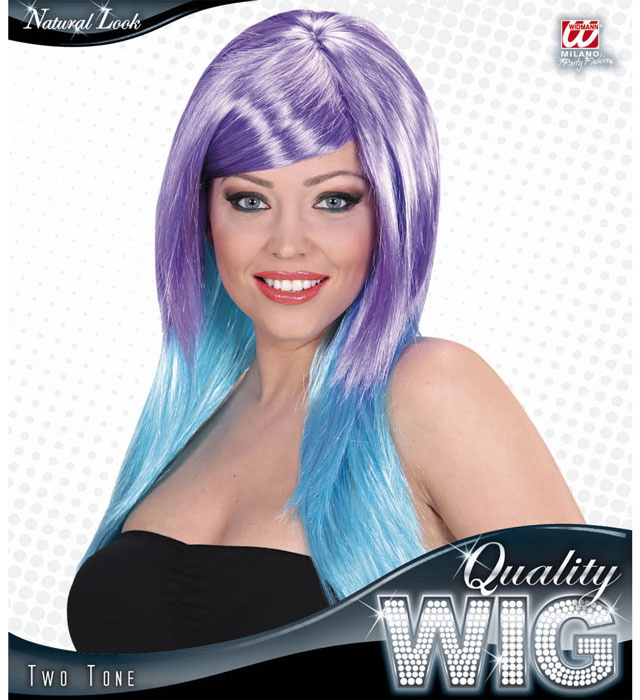 Purple/Turquoise Bicolor Wig In Box