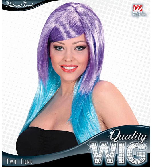 Purple/Turquoise Bicolor Wig In Box