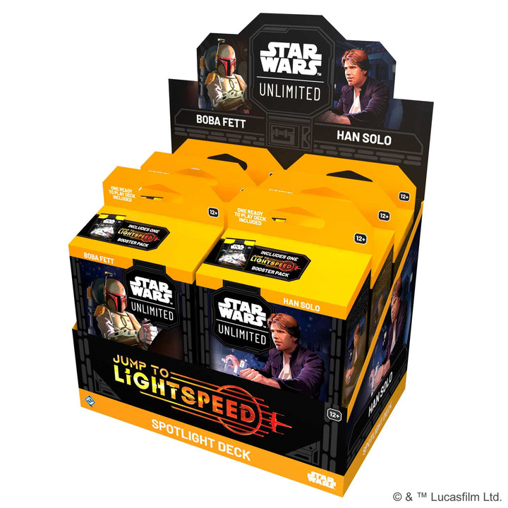 Star Wars: Unlimited Spotlight Deck Han Solo & Boba Fett - Jump to Lightspeed - Set 4 Display