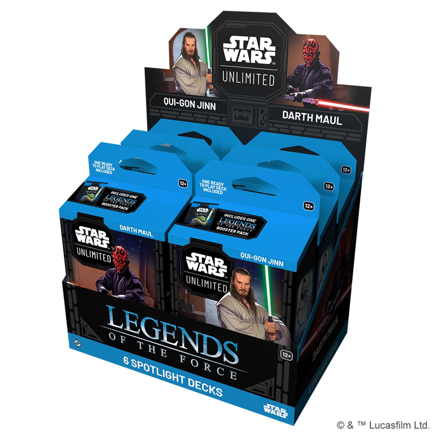 Star Wars Unlimited Spotlight Deck Darth Maul and Quigonjinn Legends of the Force Display 1