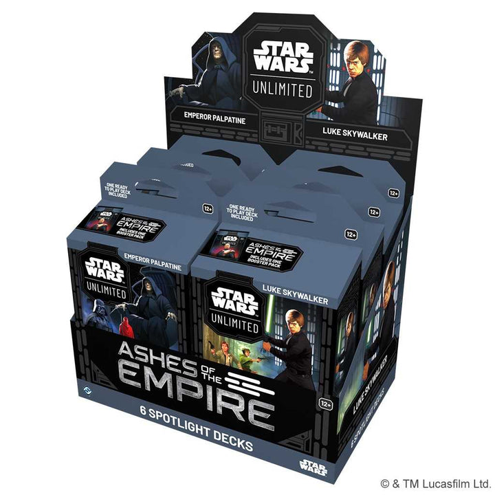 Star Wars Unlimited Ashes of the Empire Spotlight Deck Display Luke and Palpatine Card Game Expansion