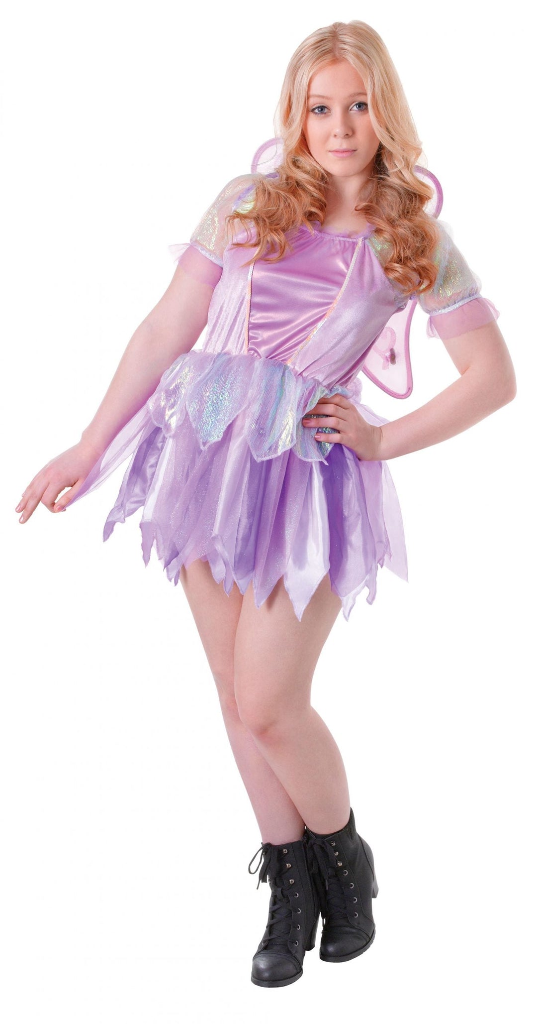 Fantasy Fairy Dress with Purple Wings Costume Teen 12 - 15 Years_1