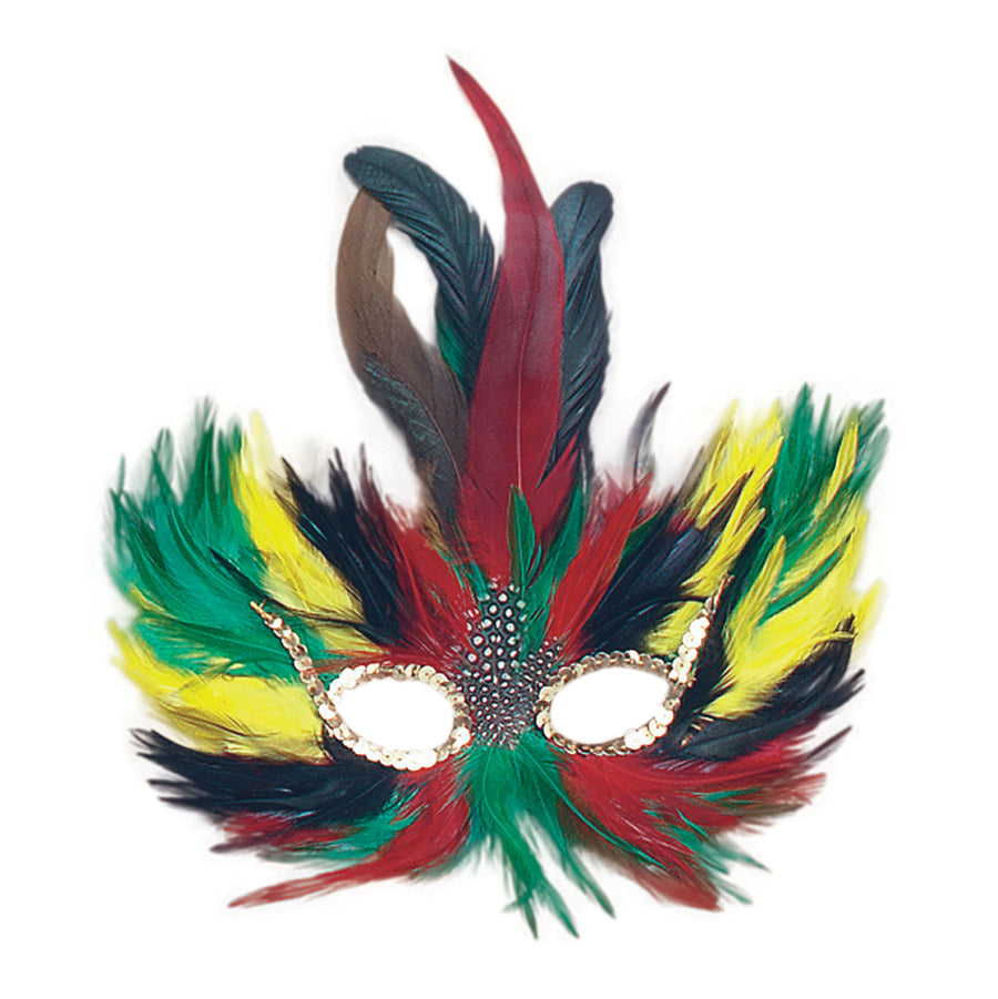 Feather Eye Mask Green Red Yellow Masks Unisex_1