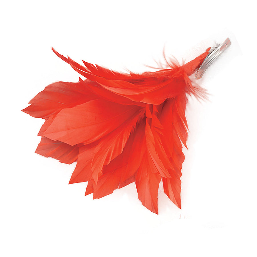 Feather Hair Clip Red Costume Accessory_1