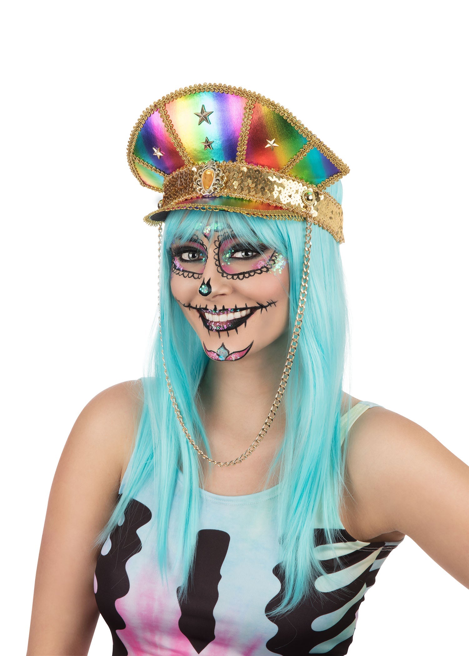 Festival Military Hat Rainbow Rave Pride Army