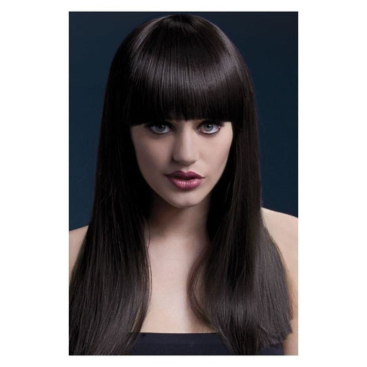 Fever Alexia Wig Brown Long Blunt Cut with Fringe 48cm Costume Hair 1