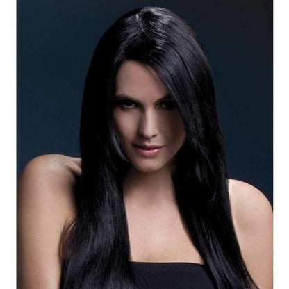 Fever Amber Wig Black Long Straight with Feathered Fringe 28inch 2