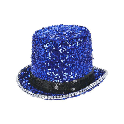 Fever Deluxe Felt and Sequin Top Hat Blue Adult 1