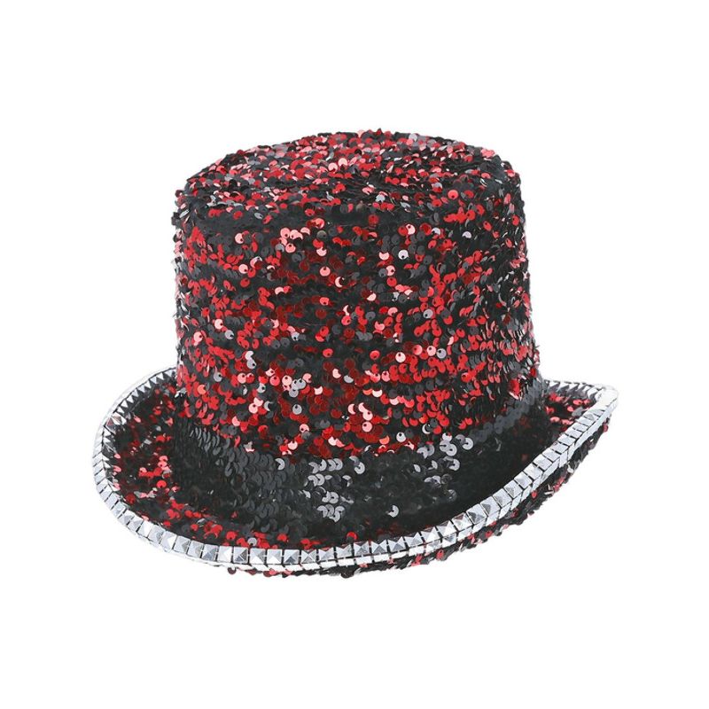 Deluxe Felt and Sequin Top Hat Red Adult Fever Costume Accessory 1