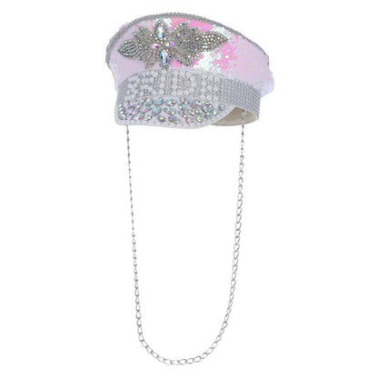 Fever Deluxe Sequin and Pearl Bride Captains Hat Adult 1