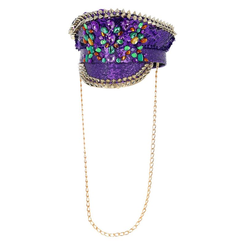 Sequin Studded Captains Hat Purple Adult Festival Fever Deluxe 1