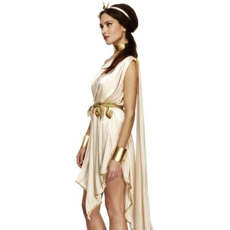 Greek Goddess Costume Adult White Gold Dress with Belt 4
