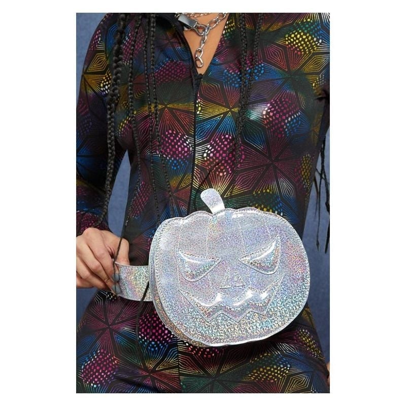 Fever Holographic Pumpkin Bum Bag Silver Halloween Costume Accessory 1
