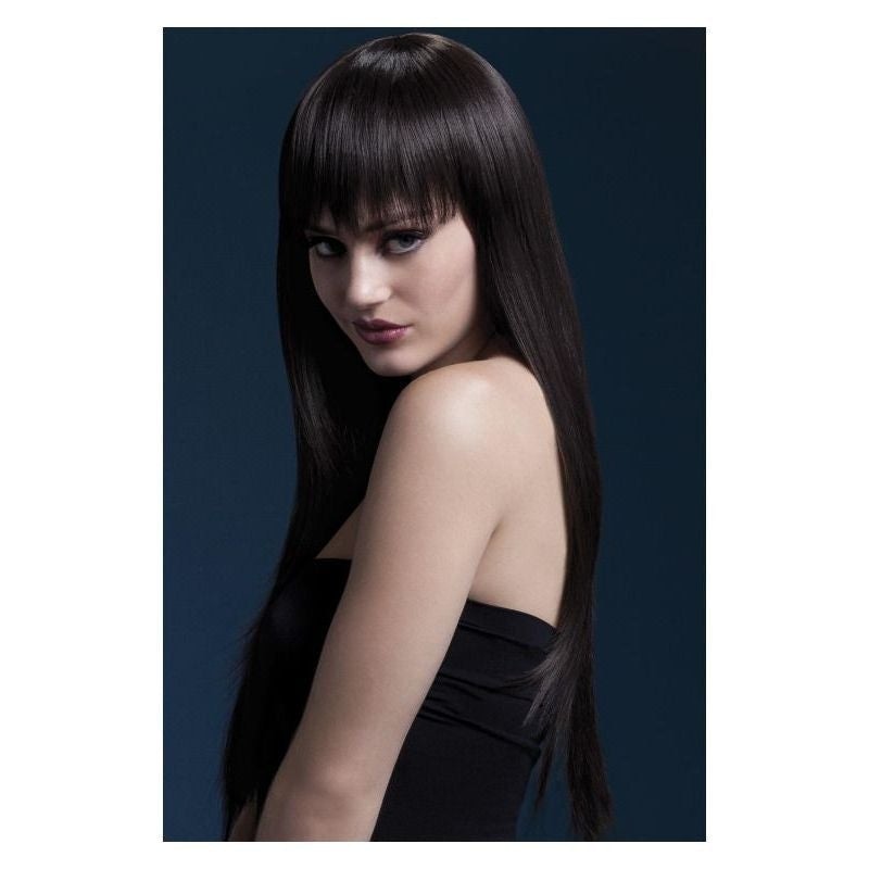 Fever Jessica Wig Adult Brown 26 inch Long Straight with Fringe Costume Hair 1