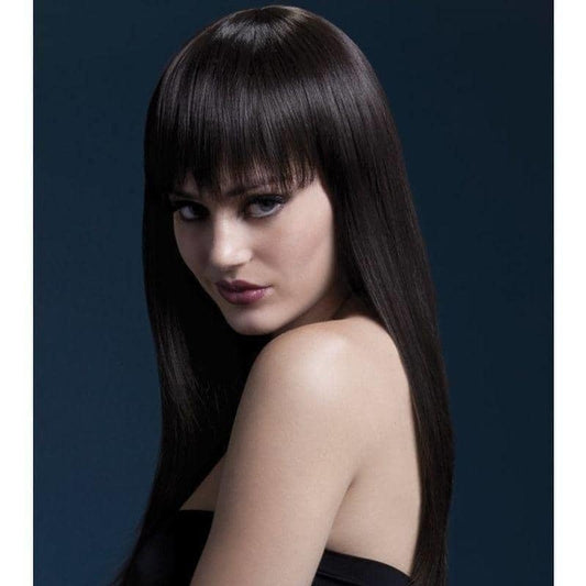 Fever Jessica Wig Adult Brown 26 inch Long Straight with Fringe Costume Hair 2