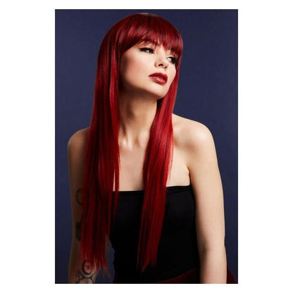 Fever Jessica Wig True Blend Ruby Red Dark Roots Long Feathered with Fringe 1