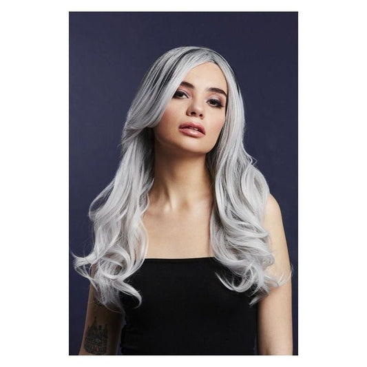 Fever Khloe Wig True Blend Ice Silver Long Wave Centre Parting 66cm 1