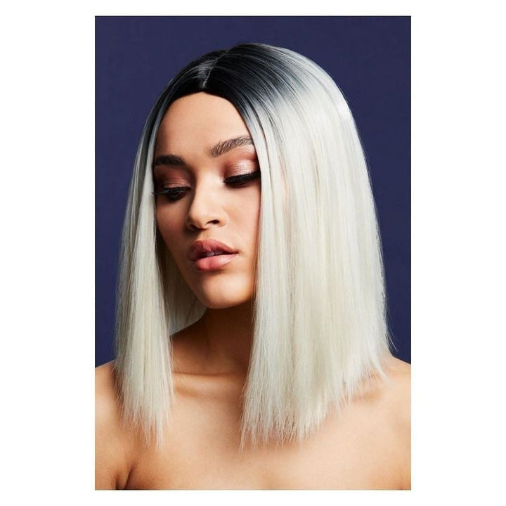 Fever Kylie Wig Two Toned Blend Ice Blonde Inverted Long Straight Bob Centre Parting 37cm 2