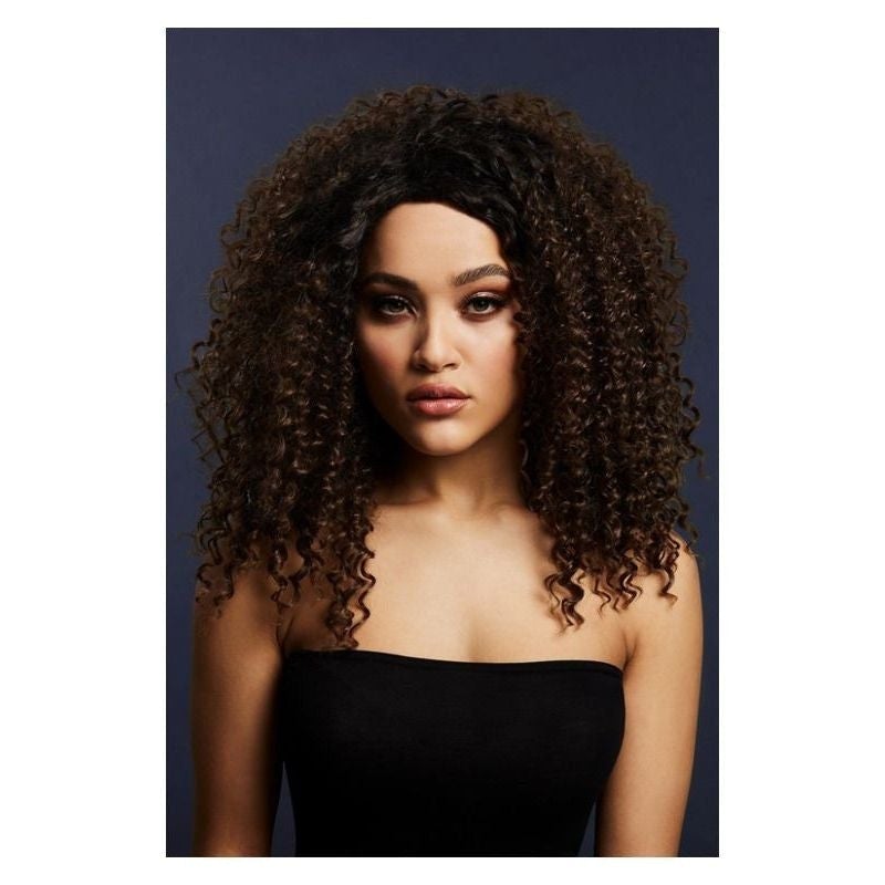 Fever Lizzo Wig Dark Brown Big Curls Centre Parting 16in 1