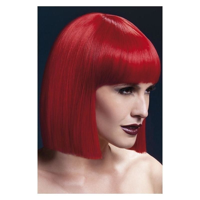 Fever Lola Wig Adult Red Bob Fringe 12 inch 2