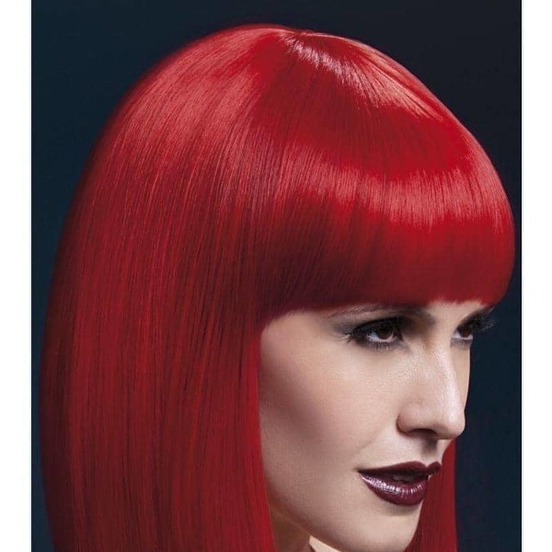Fever Lola Wig Adult Red Bob Fringe 12 inch 1