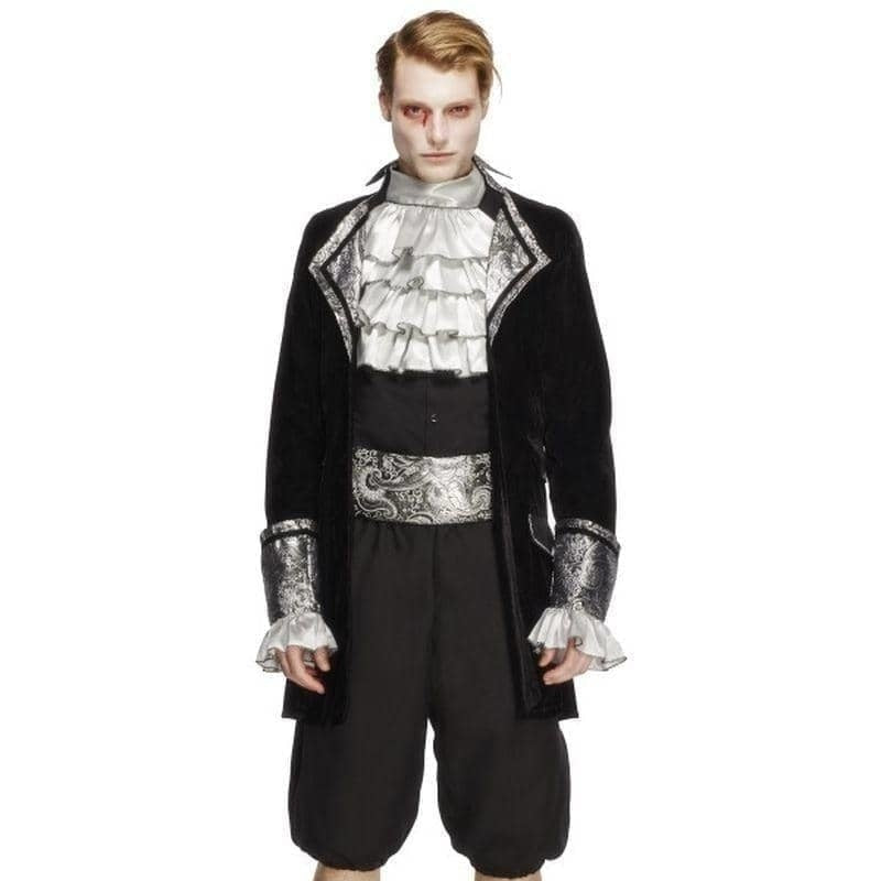 Fever Male Baroque Vampire Costume Adult Black Silver_1