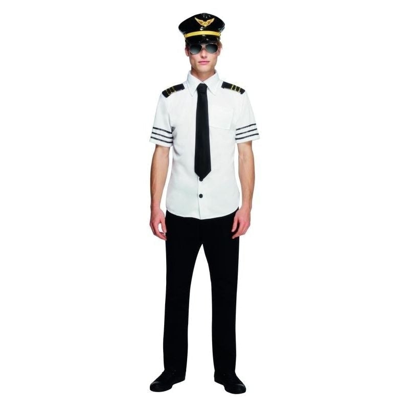 Fever Mile High Costume Kit Adult White Shirt Black Tie and Hat 1