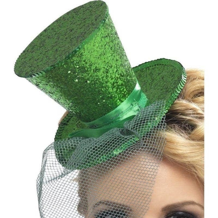 Fever Mini Top Hat On Headband Adult Green_1