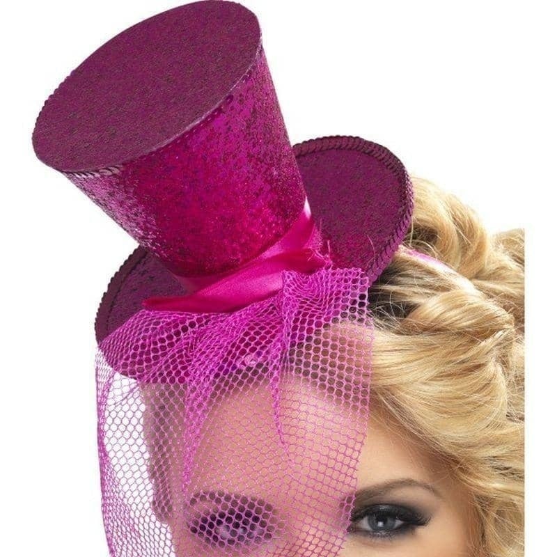Fever Mini Top Hat On Headband Adult Hot Pink_1