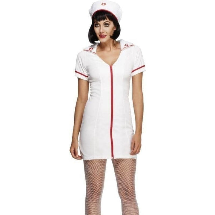 Fever No Nonsense Nurse Costume Adult White Red_1