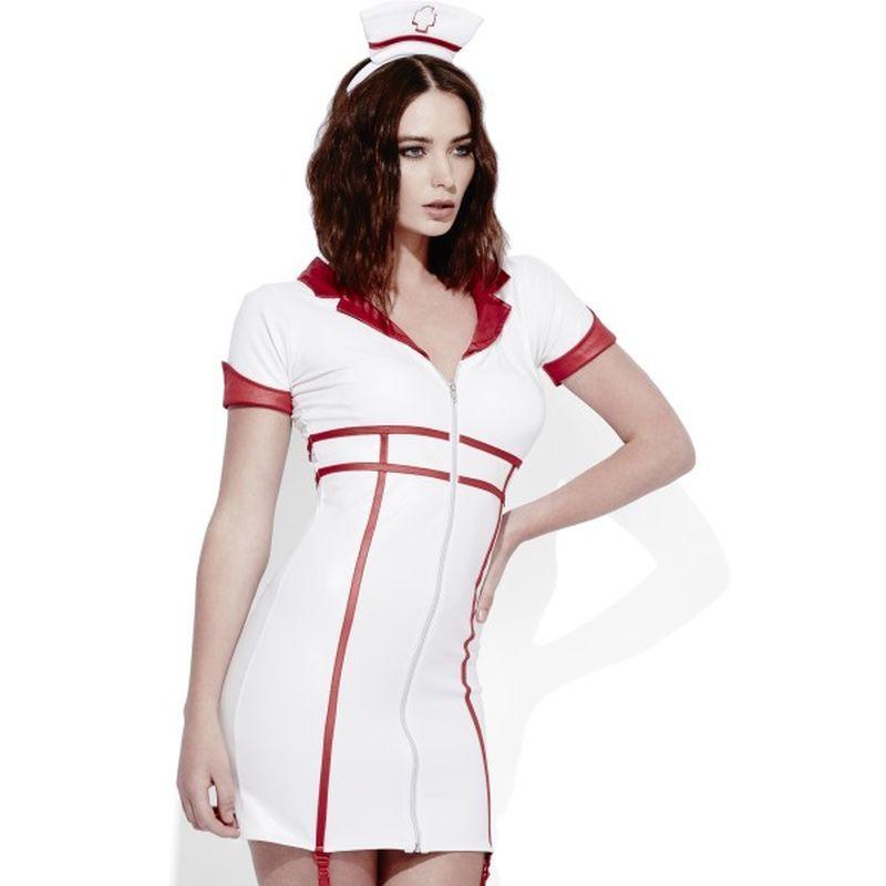 Fever Role Play Nurse Wet Look Costume Adult White_1