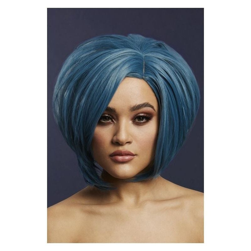 Fever Savanna Wig True Blend Petrol Blue Asymmetric Bob Side Parting 30cm 1
