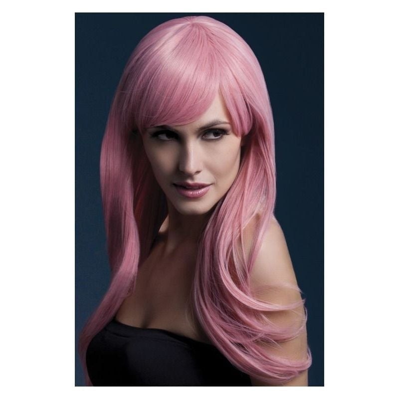 Sienna Wig Pastel Pink Long Feathered with Fringe 66cm Costume Hair 1