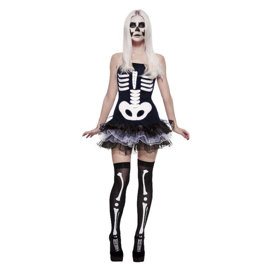 Fever Skeleton Costume Black Dress with Detachable Clear Straps 1