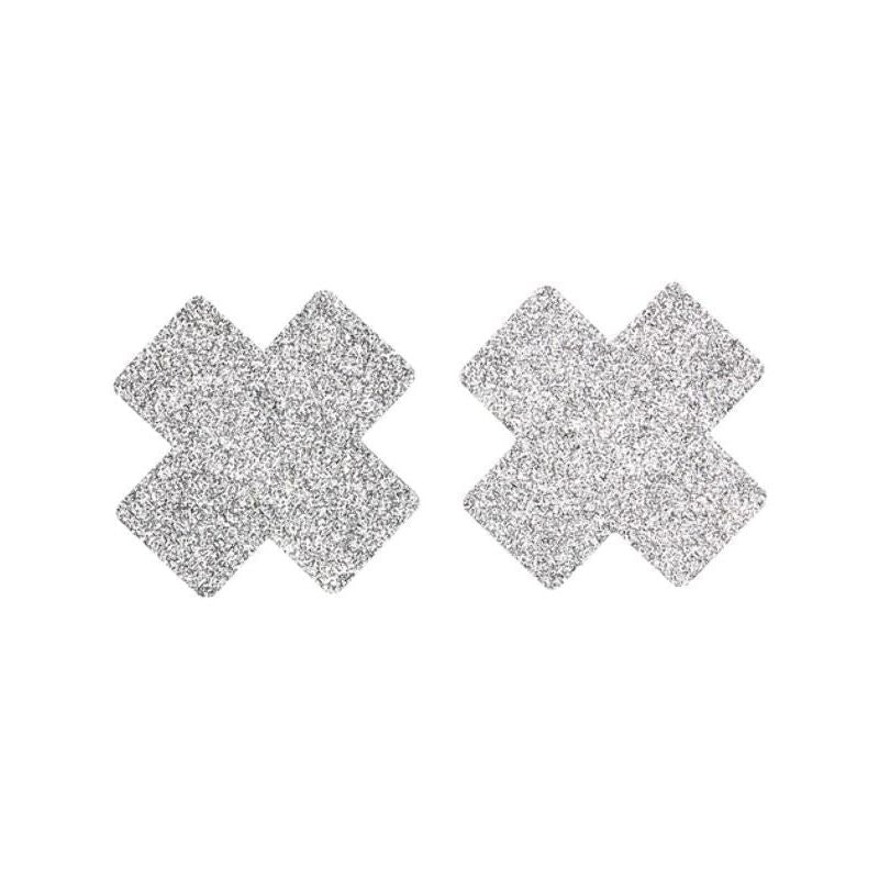 Fever Small Glitter Cross Nipple Pasties Black 1