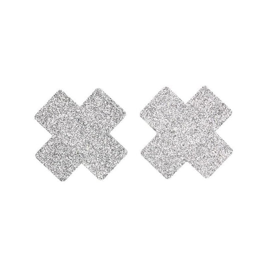 Fever Small Glitter Cross Nipple Pasties Black 1