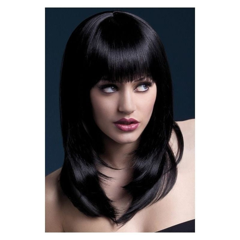 Fever Tanja Wig Adult Black Feathered Cut with Fringe 48cm Fantasy Costume Hair 1