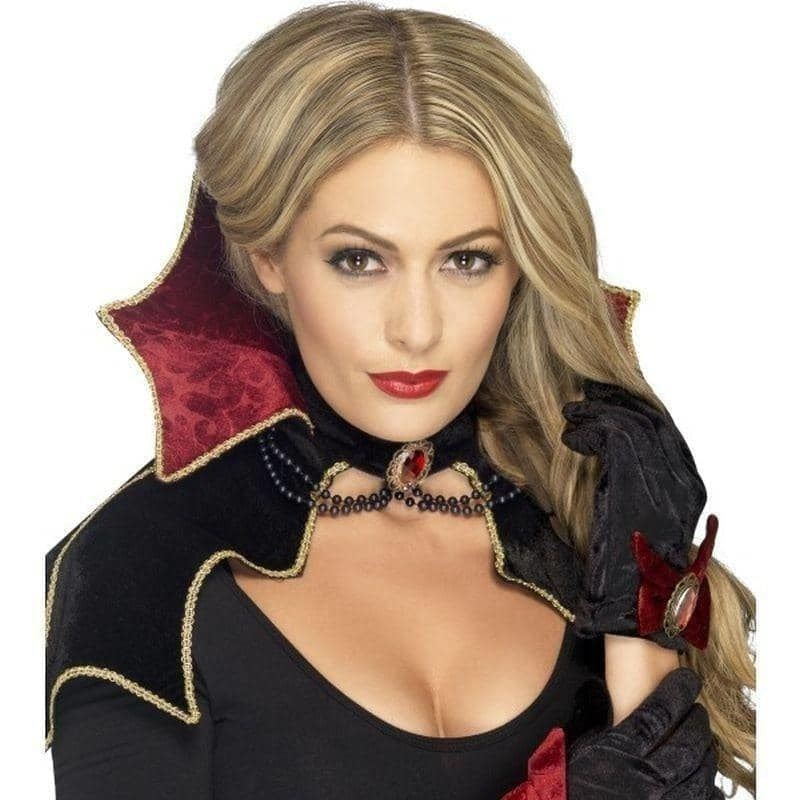 Vampire Kit Black Cape Collar Gloves Adult Fever Costume Accessory 2