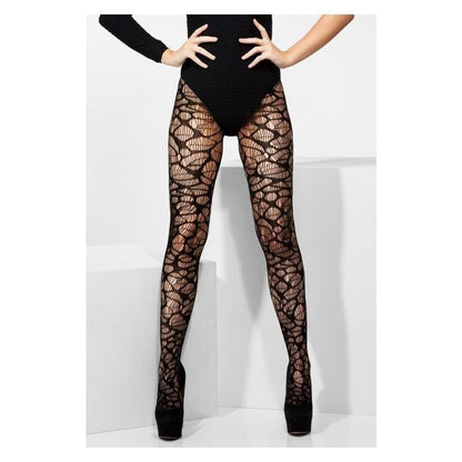 Fever Web Crochet Black Adult Tights Halloween Costume Accessory 1