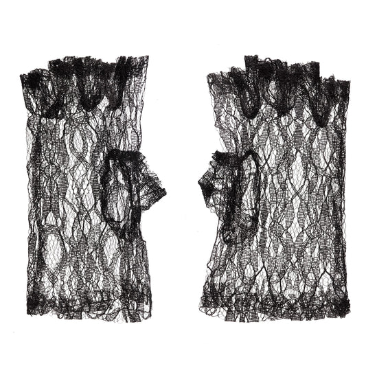 Fingerless Lace Gloves 9 Inch Black Costume Accessory 1