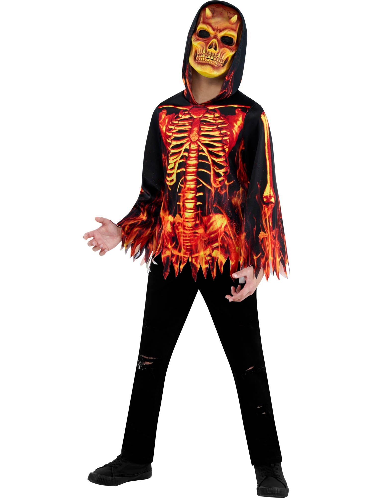 Fire Devil Boys Costume Flame Skeleton 1