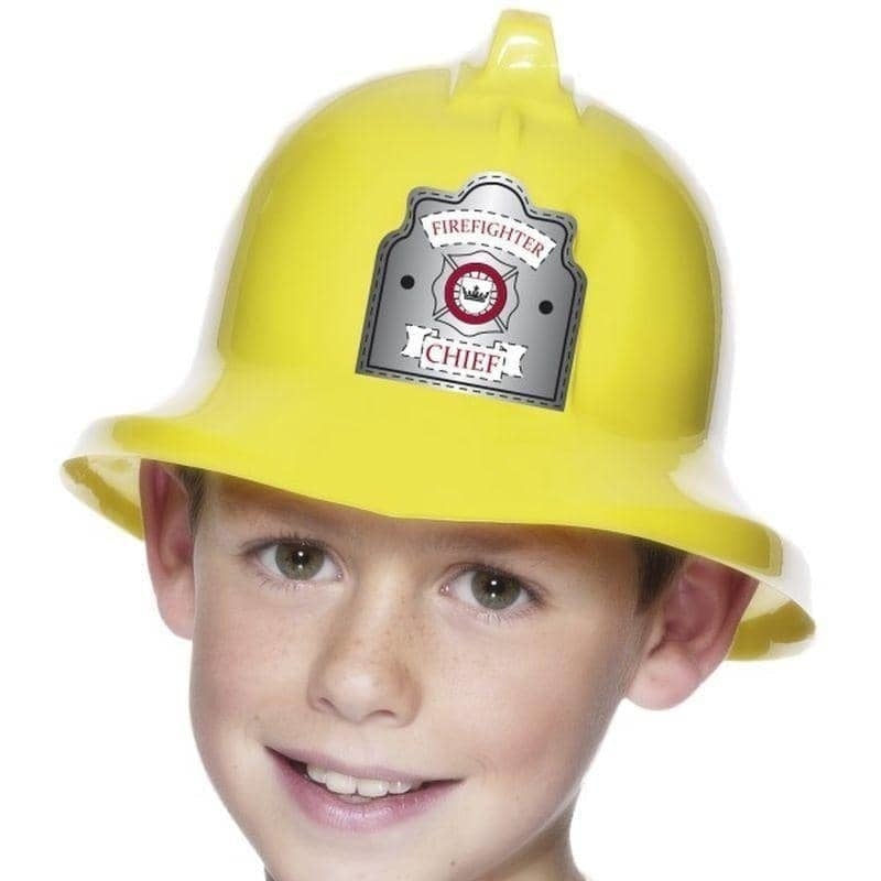 Fire Fighter Hat Kids Yellow with Badge 1