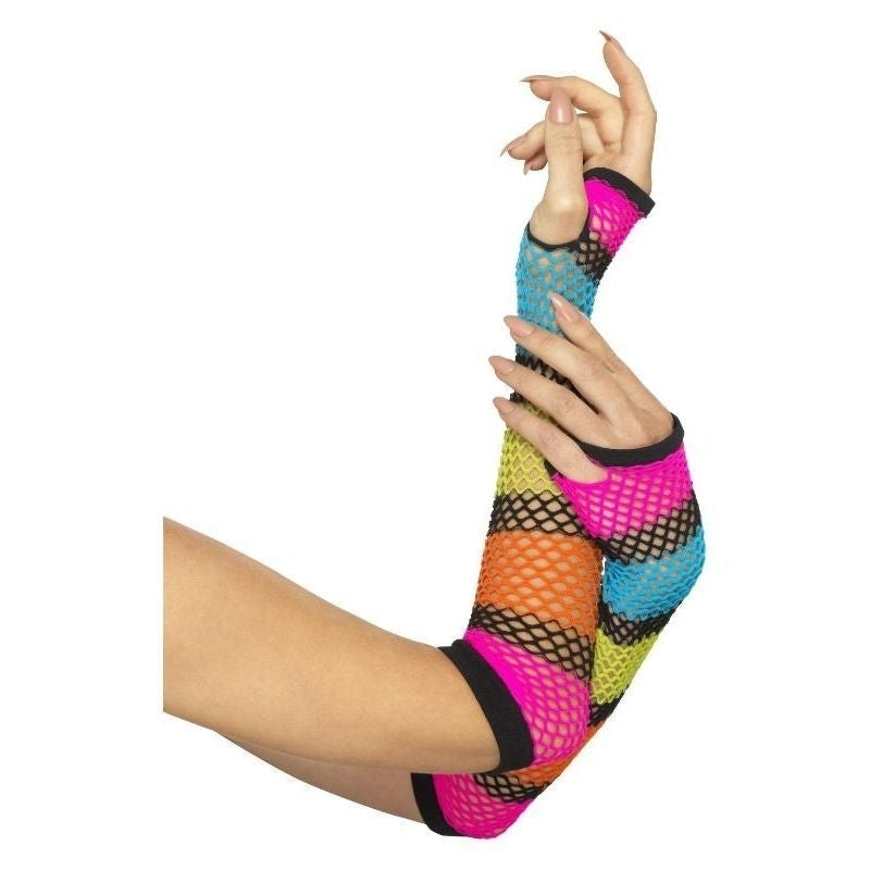 Fishnet Gloves Long Adult Neon 2