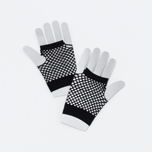 Fishnet Gloves Short Black Gothic Costume Accessory 1