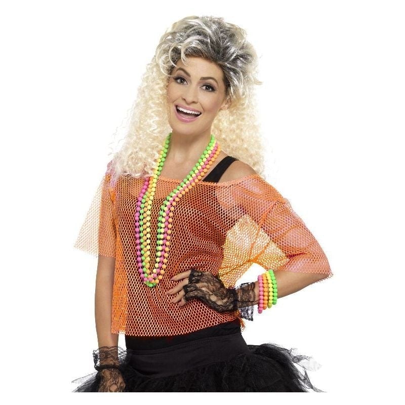 Orange Fishnet Top Adult Neon 80s Costume Accessory 1